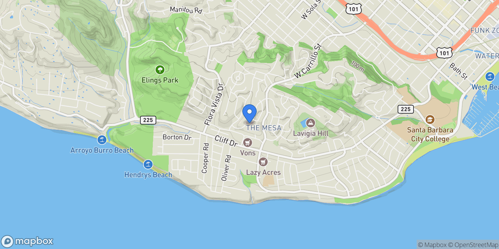 Map showing 623 Sunrise Vista Way, Santa Barbara, CA 93109, Santa Barbara, California, United States.