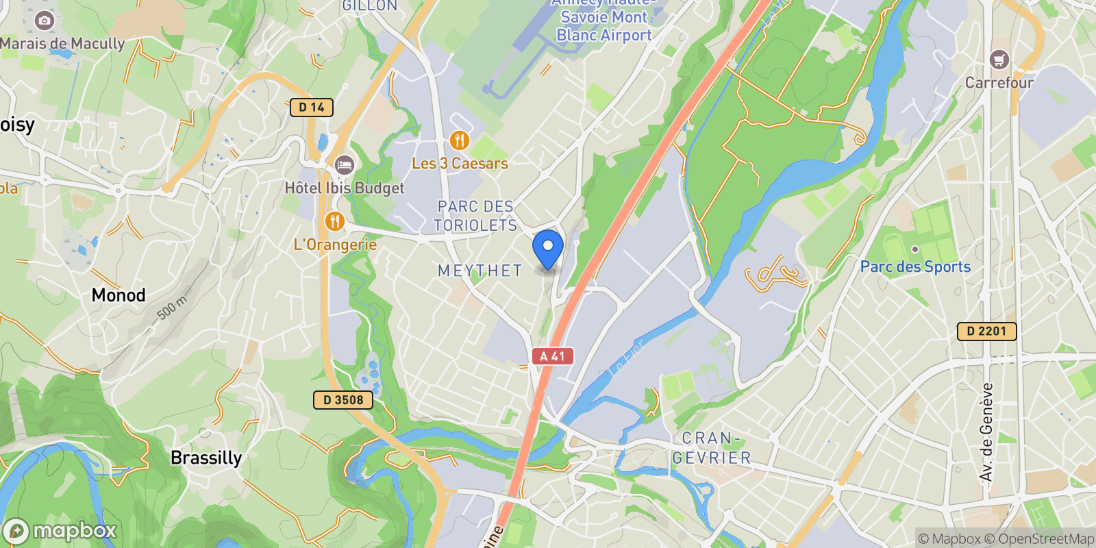 Map showing Annecy, Auvergne-Rhône-Alpes, France.