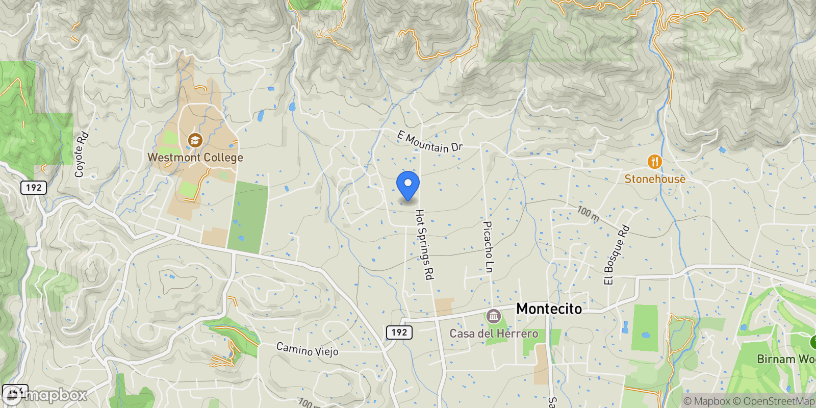 Map showing 741 Hot Springs Road , Montecito, CA 93108, Montecito, California, United States.
