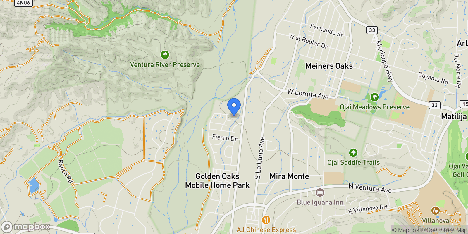 Map showing 1148 Camille Drive, Ojai, CA 93023, Ojai, California, United States.