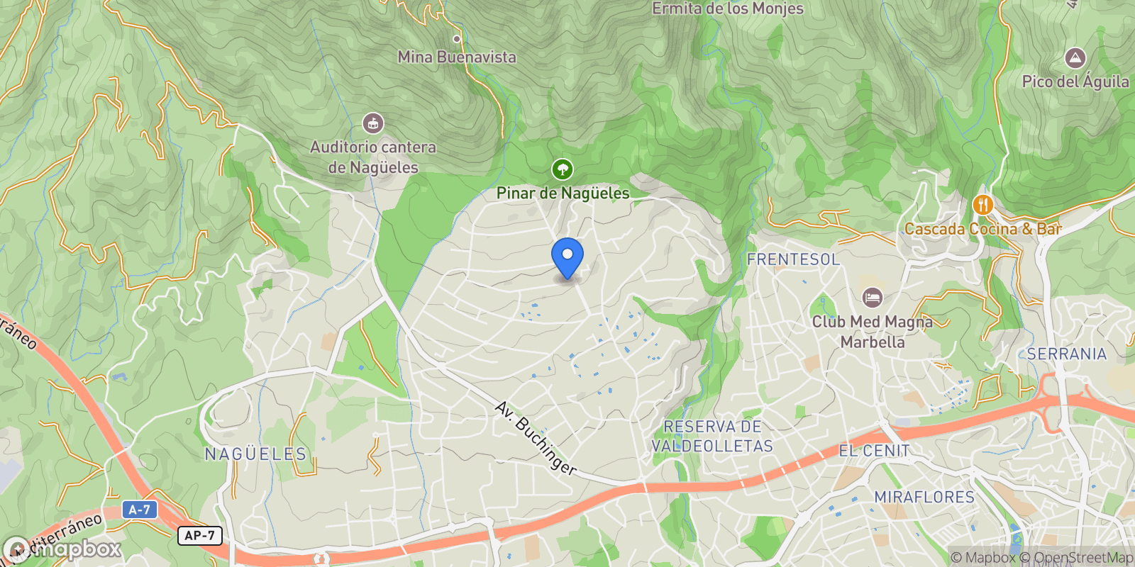 Map showing Sierra Blanca Country Club, Marbella, Málaga, Marbella, Sierra Blanca, Marbella, Spain.