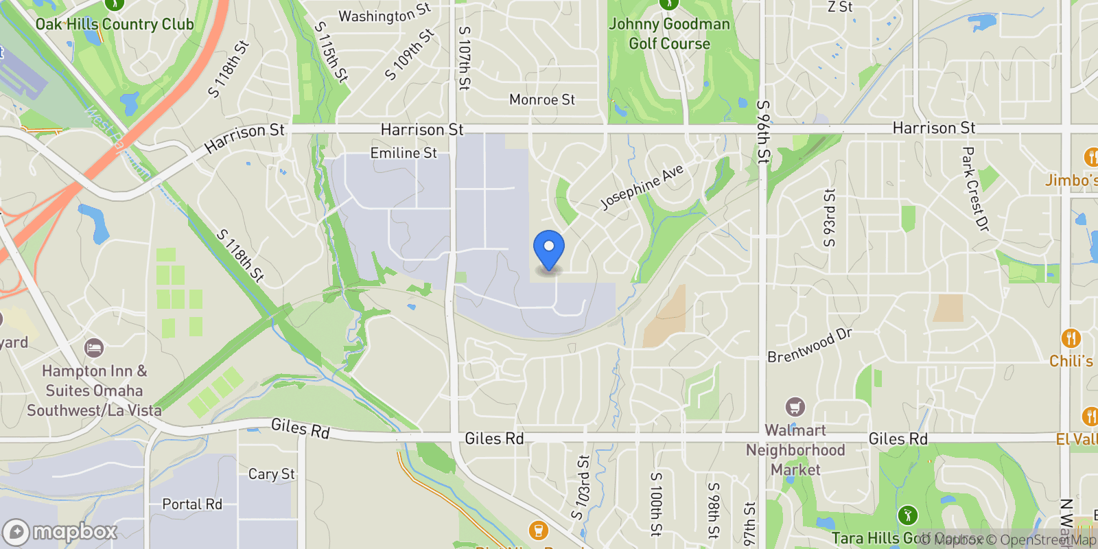 Map showing 7510 S 103 Avenue, La Vista, NE 68128, Papillion, Nebraska, United States.