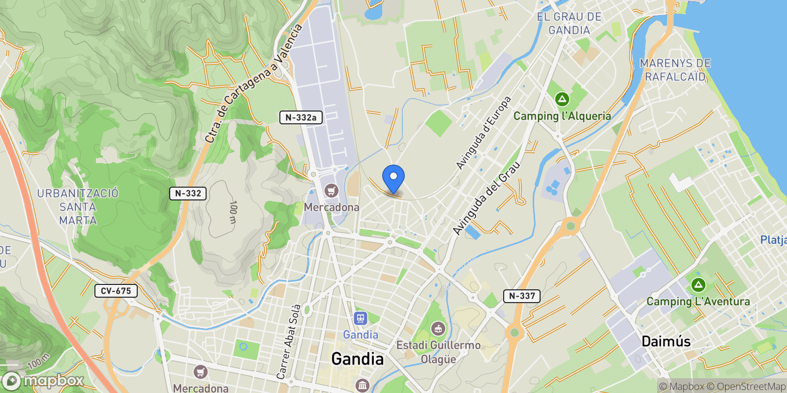 Map showing Park nord - Casona, Gandia, VALENCIA, Gandia, Gandia, Valencian Community, Spain.