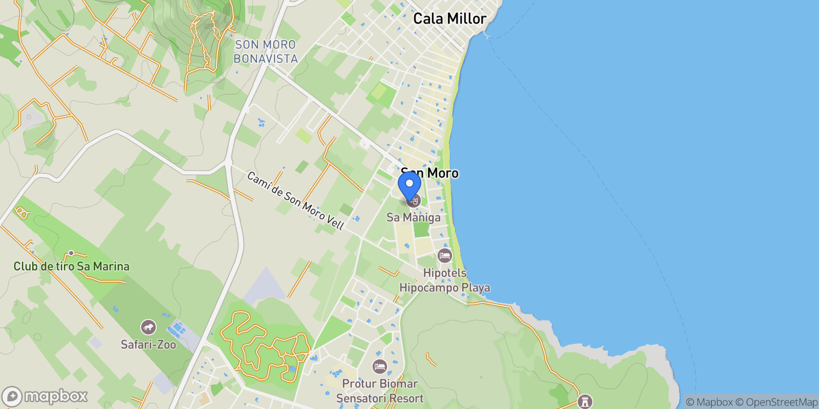 Map showing Carrer Alzina, Sant Llorenc des Cardassar, Balearic Islands, Spain.