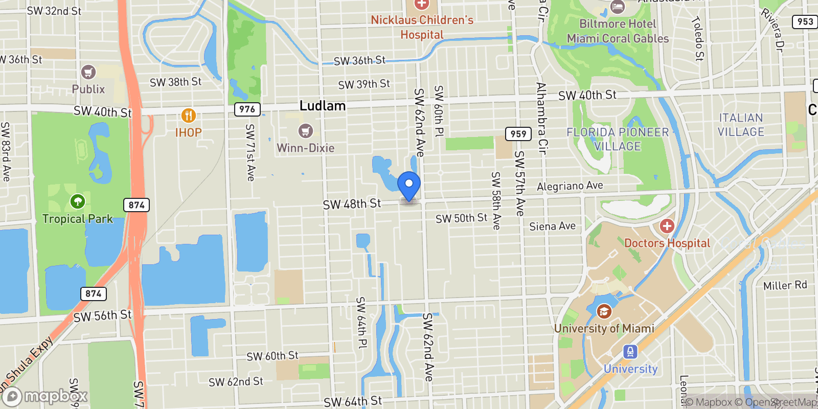 Map showing 6250 SW 48th St , Miami, FL 33155, Miami, Florida, United States.