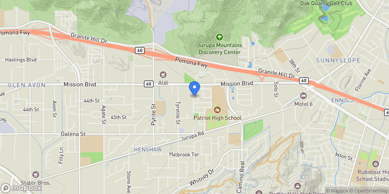 Map showing 4290 Hernandez, Jurupa Valley, CA 92509, Jurupa Valley, California, United States.