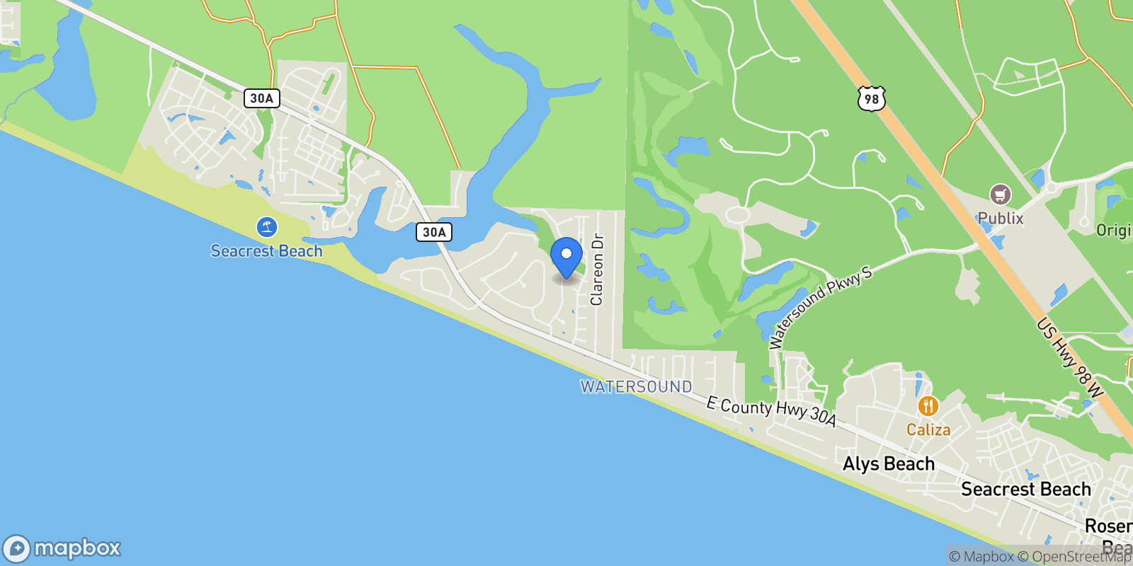 Map showing Rosemary Beach, Florida, United States.