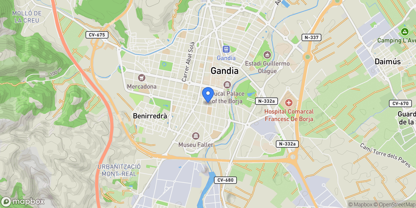 Map showing Centro, Gandia, VALENCIA, Gandia, Gandia, Valencian Community, Spain.