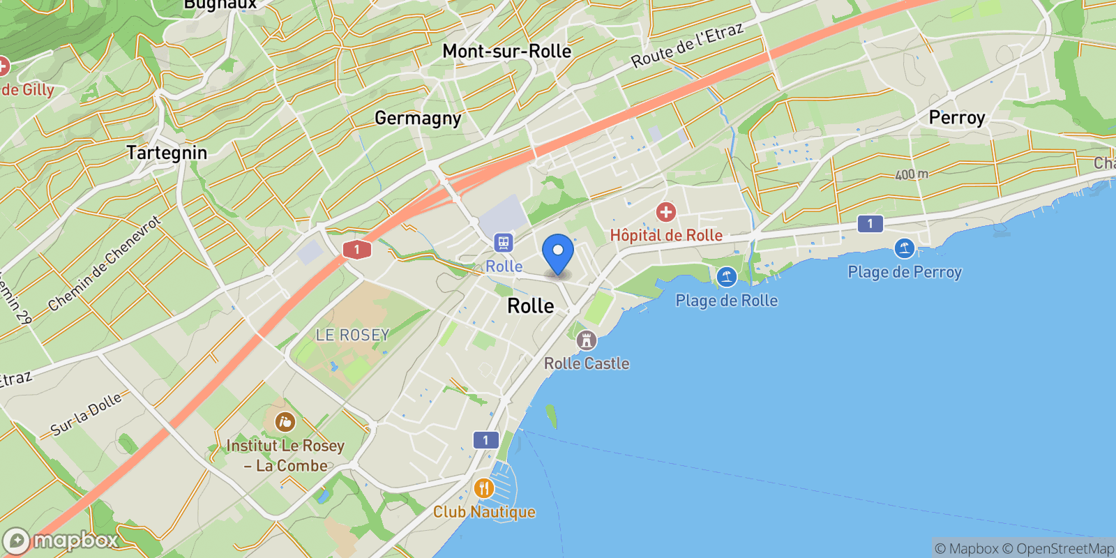 Map showing Rolle, Vaud, Switzerland.