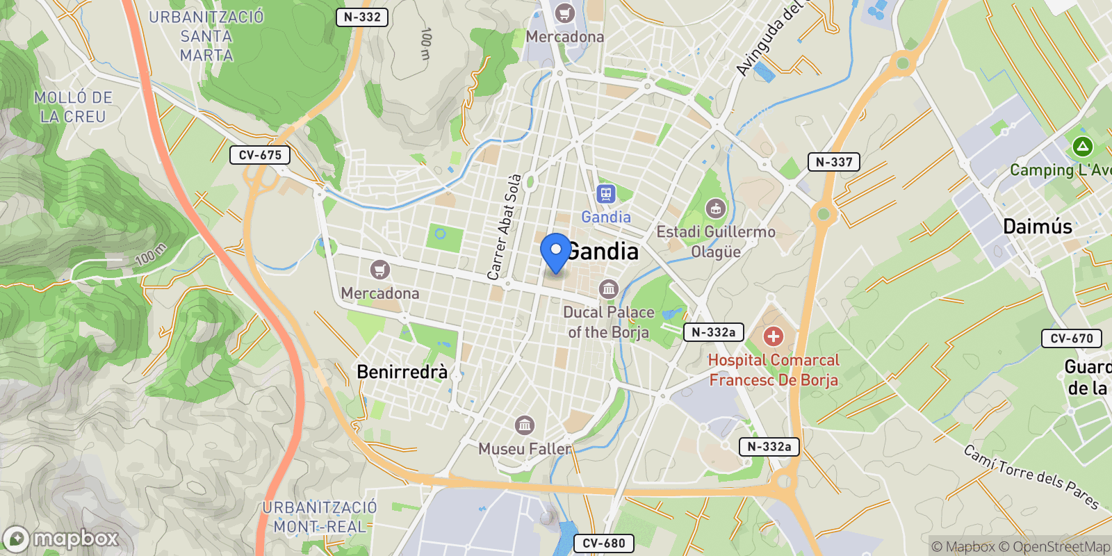 Map showing Centro, Gandia, VALENCIA, Gandia, Gandia, Valencian Community, Spain.