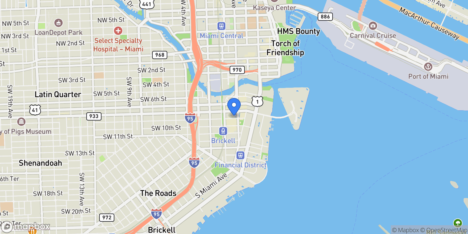 Map showing 55 SW 9th St 3906, Miami, FL 33130, Miami, Florida, United States.