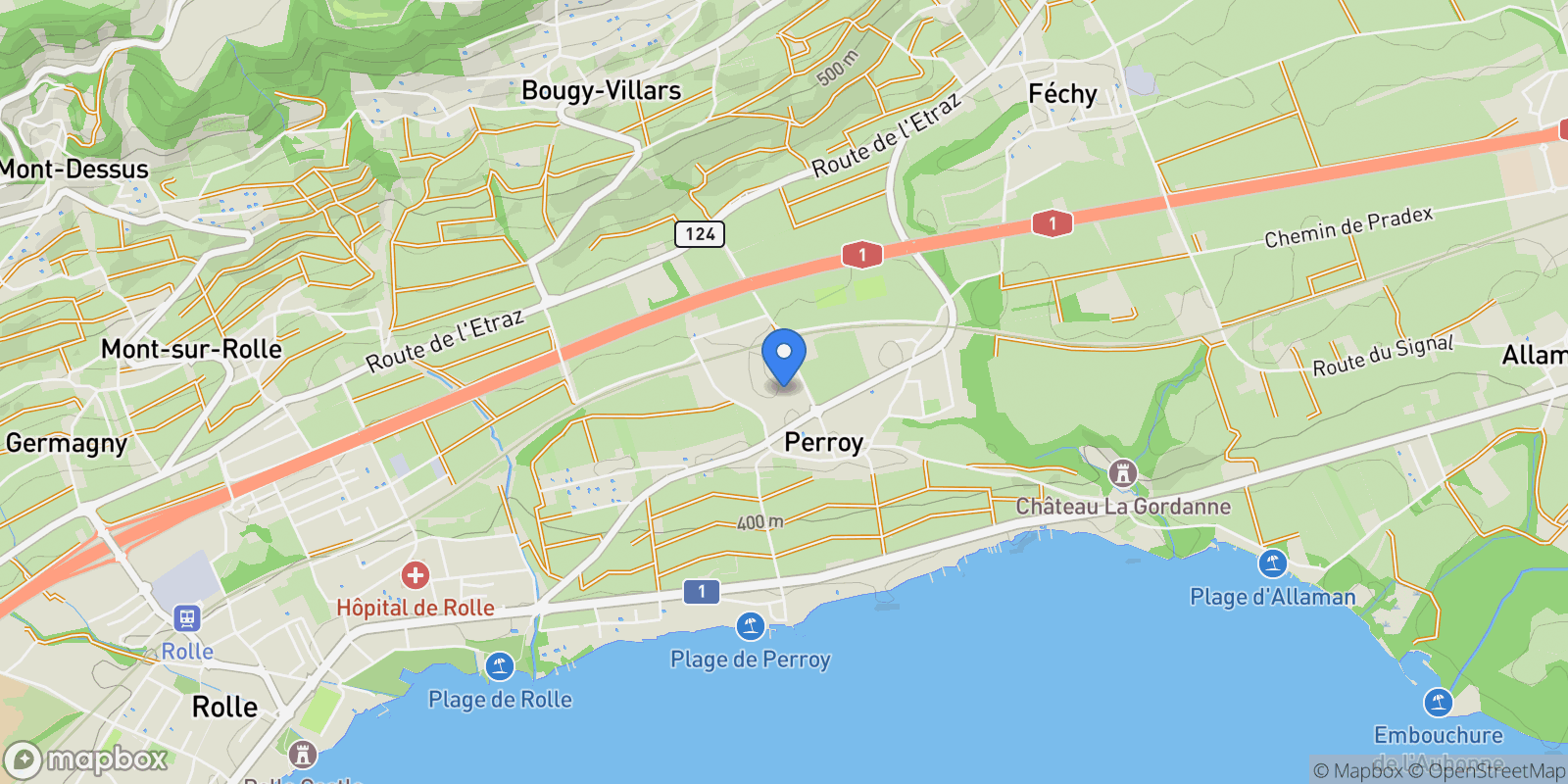 Map showing Perroy, Vaud, Switzerland.