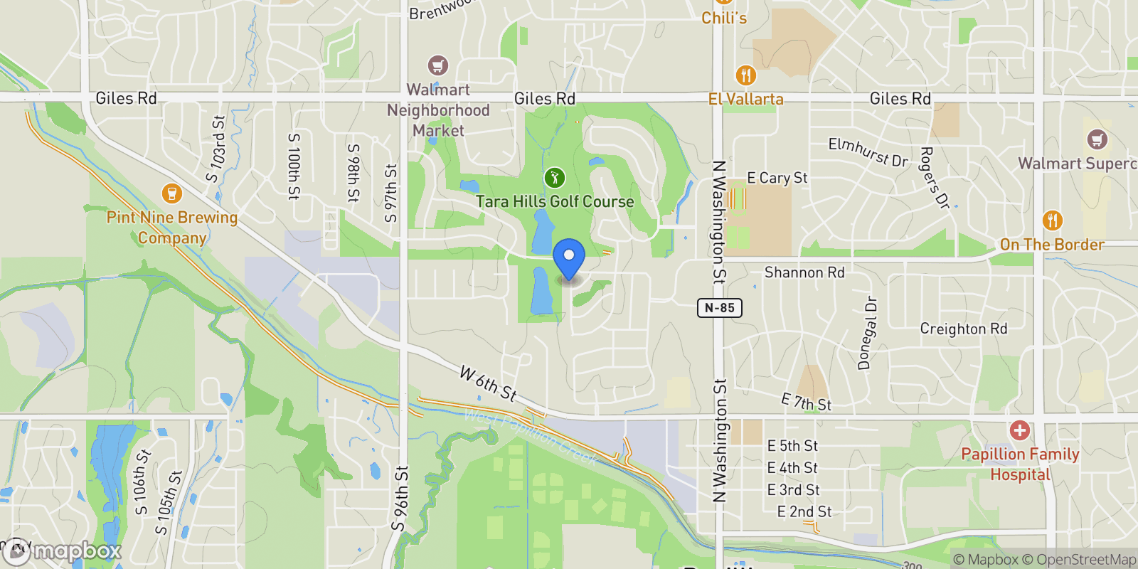 Map showing 802 N Fillmore Street, Papillion, NE 68046, Papillion, Nebraska, United States.