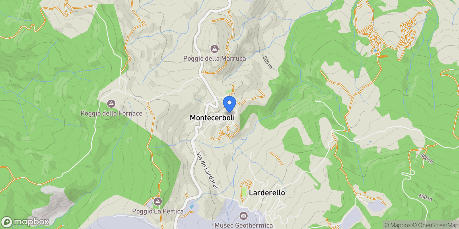 Map showing montecerboli, Pomarance, Tuscany, Italy.