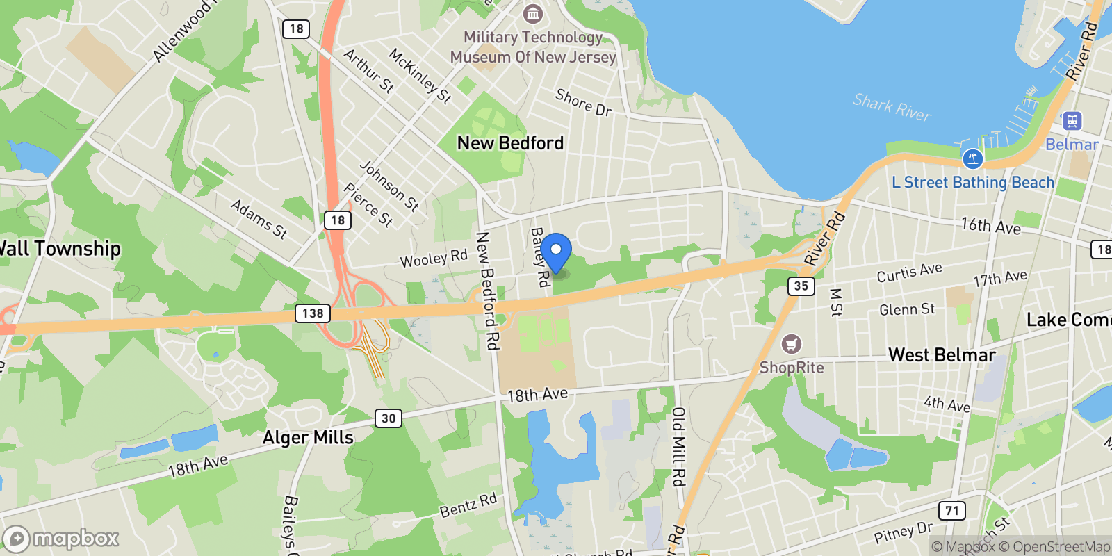 Map showing 2123 Dumont Terrace, Belmar, New Jersey, United States.