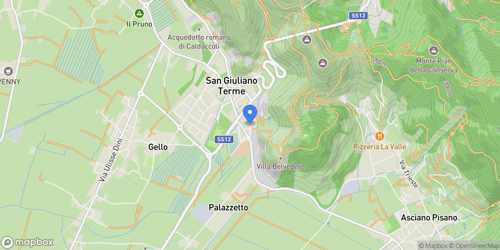 Map showing San Giuliano Terme, Tuscany, Italy.