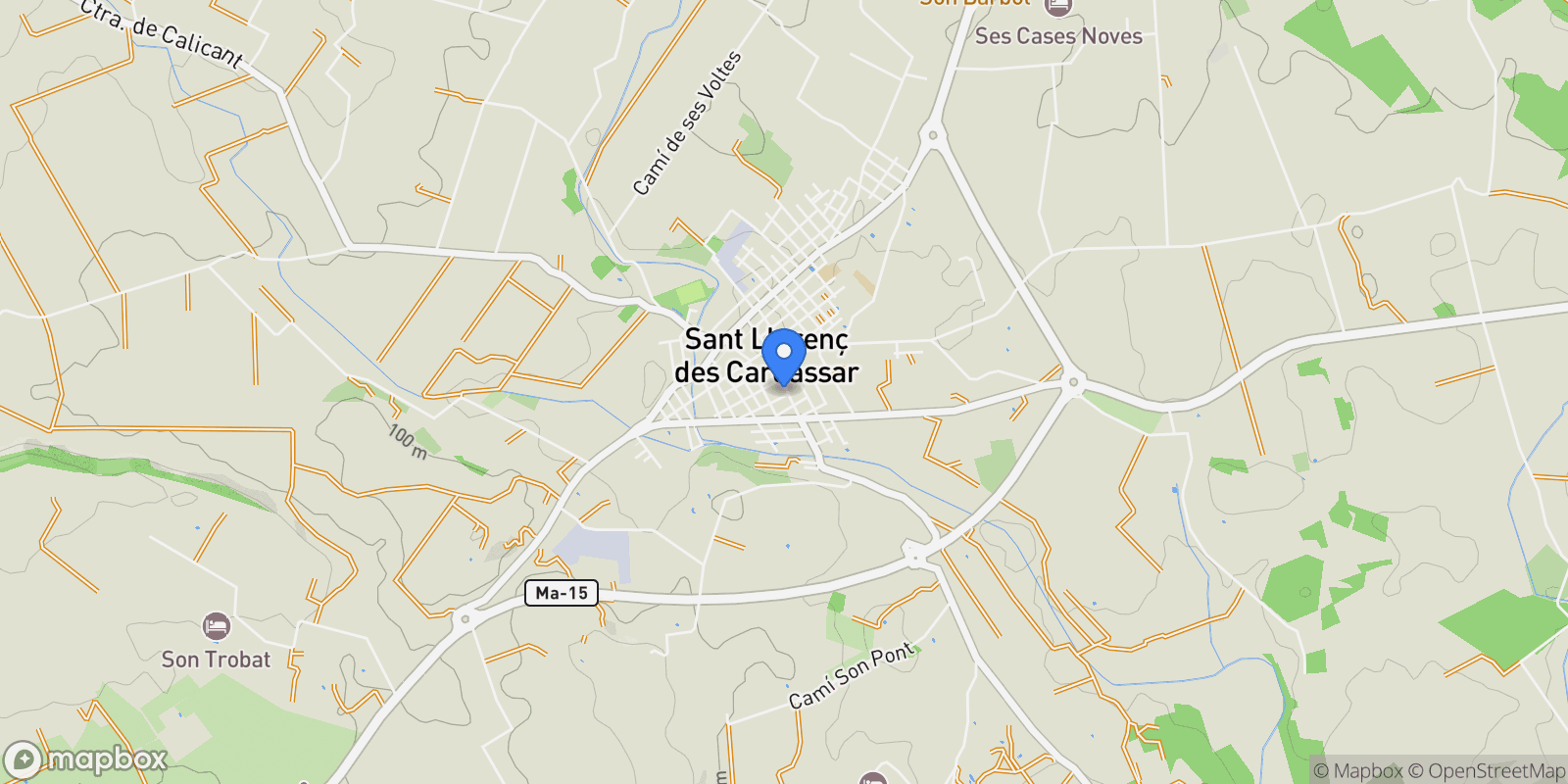 Map showing DS Polígono 7 Parcela, Sant Llorenc des Cardassar, Balearic Islands, Spain.
