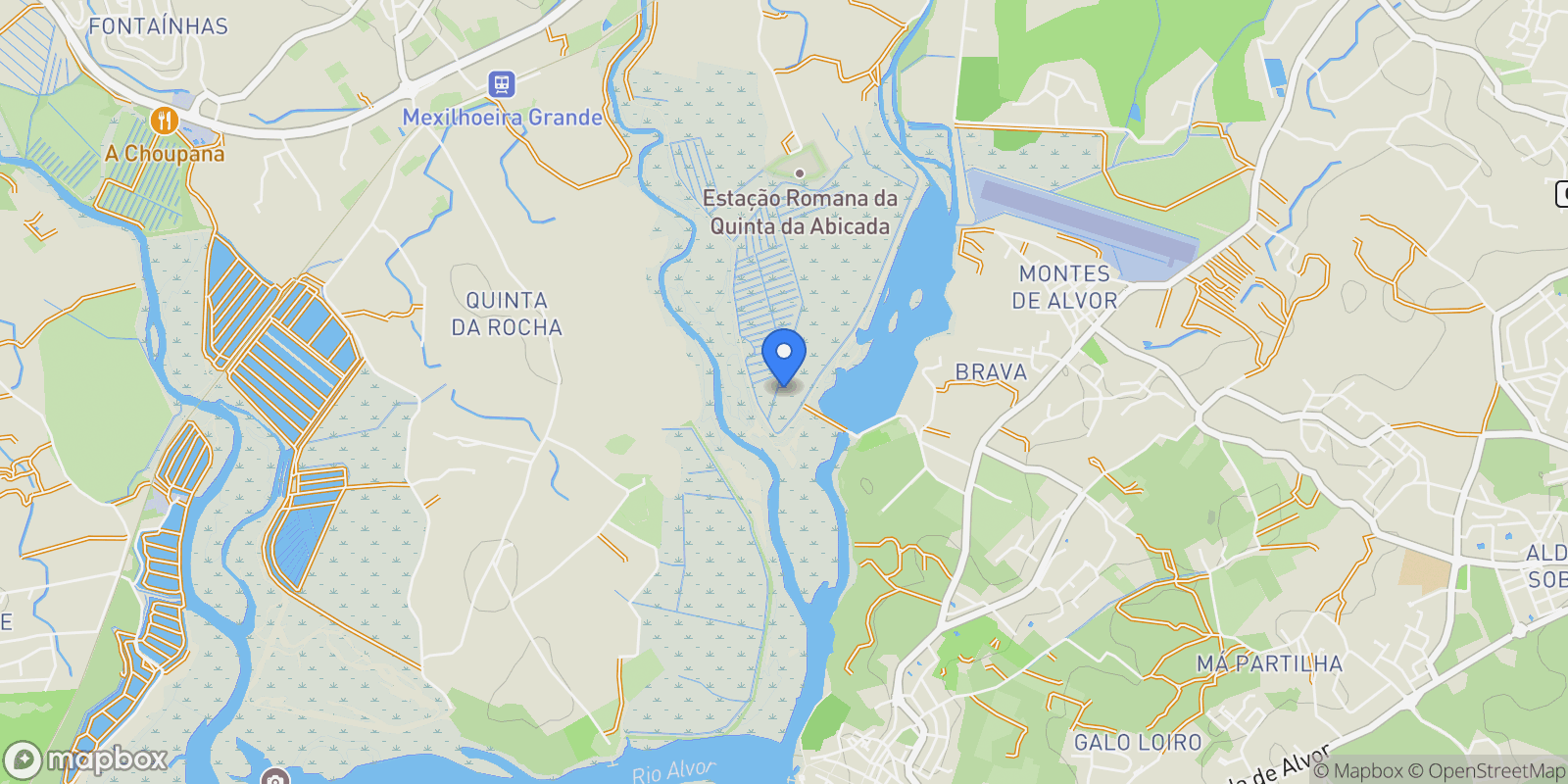 Map showing Alvor, Faro, Mexilhoeira Grande, Algarve, Portugal.