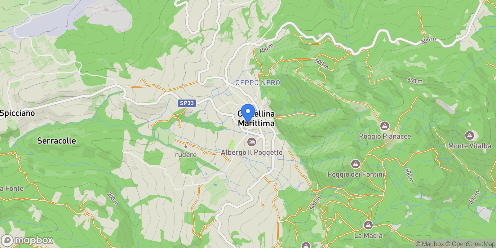 Map showing Castellina Marittima, Tuscany, Italy.