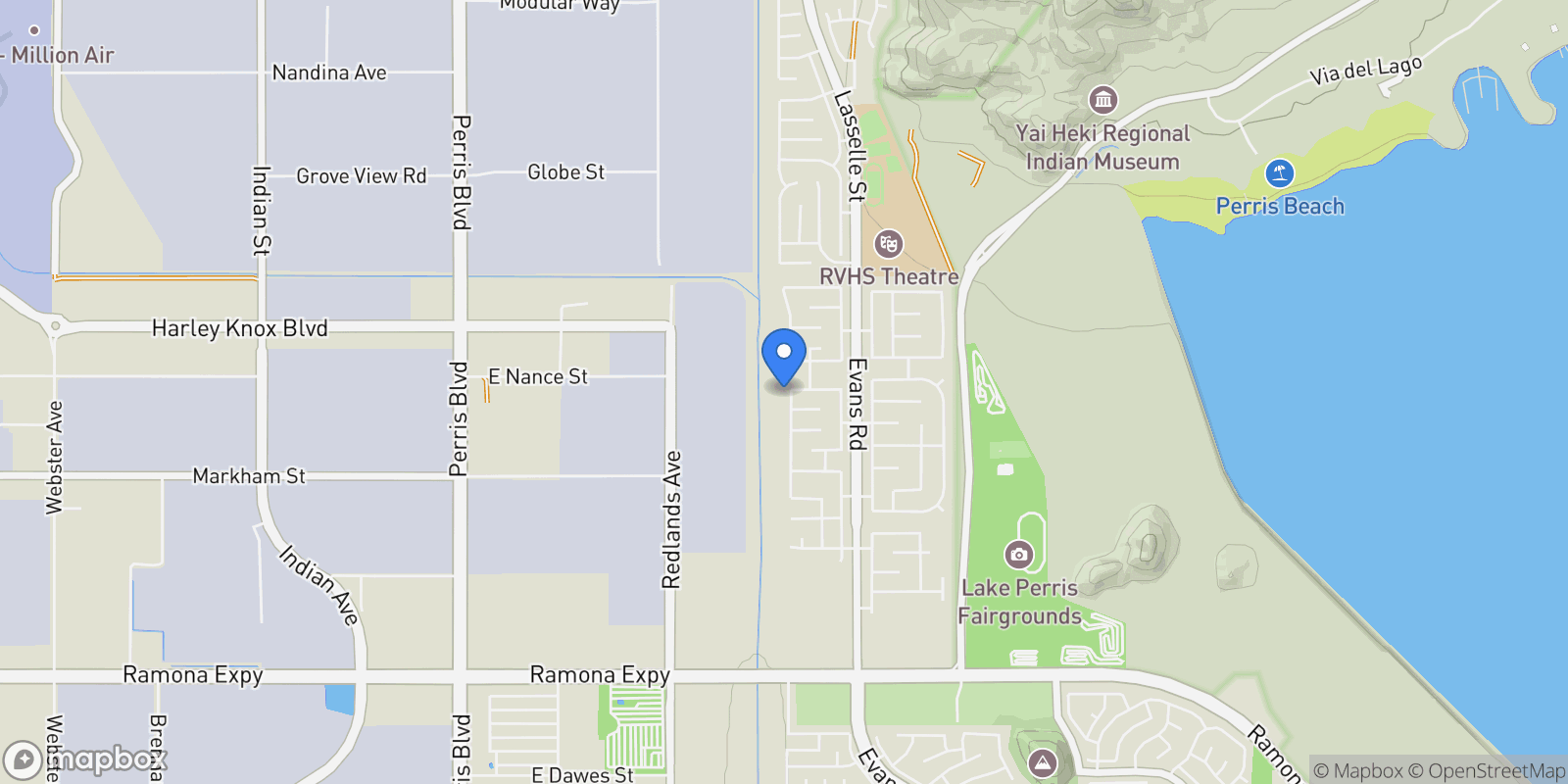 Map showing 4796 Albatross Ave, Perris, CA 92571, Perris, California, United States.