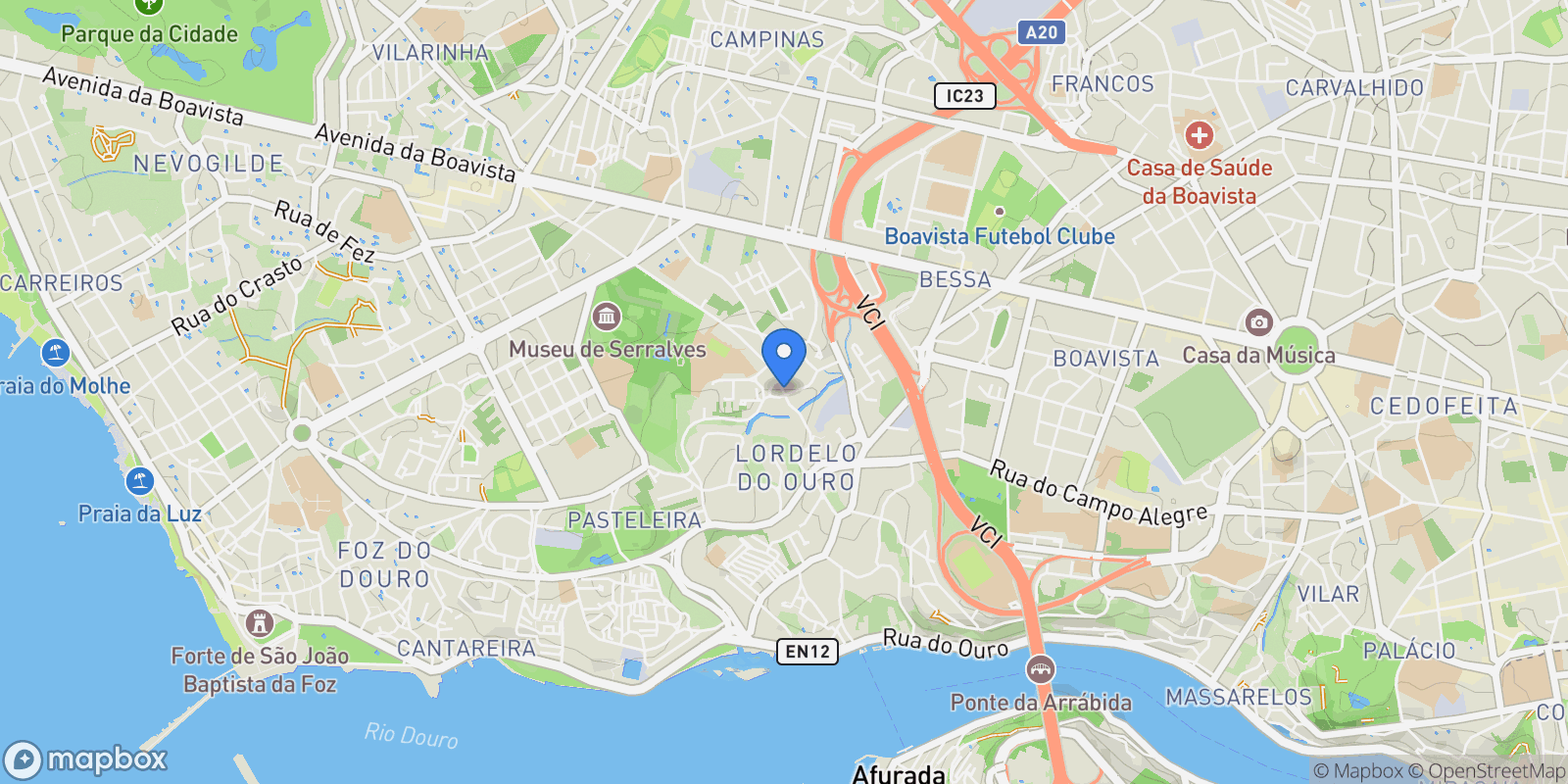 Map showing Lordelo do Ouro e Massarelos, Porto, Lordelo do Ouro e Massarelos, Porto District, Portugal.