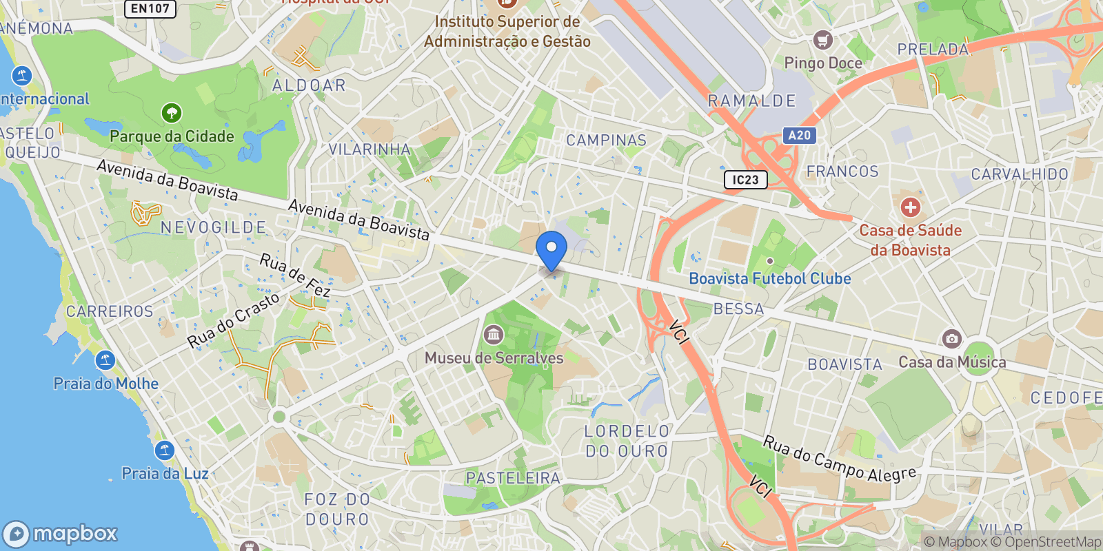 Map showing Lordelo do Ouro e Massarelos, Porto, Lordelo do Ouro e Massarelos, Porto District, Portugal.