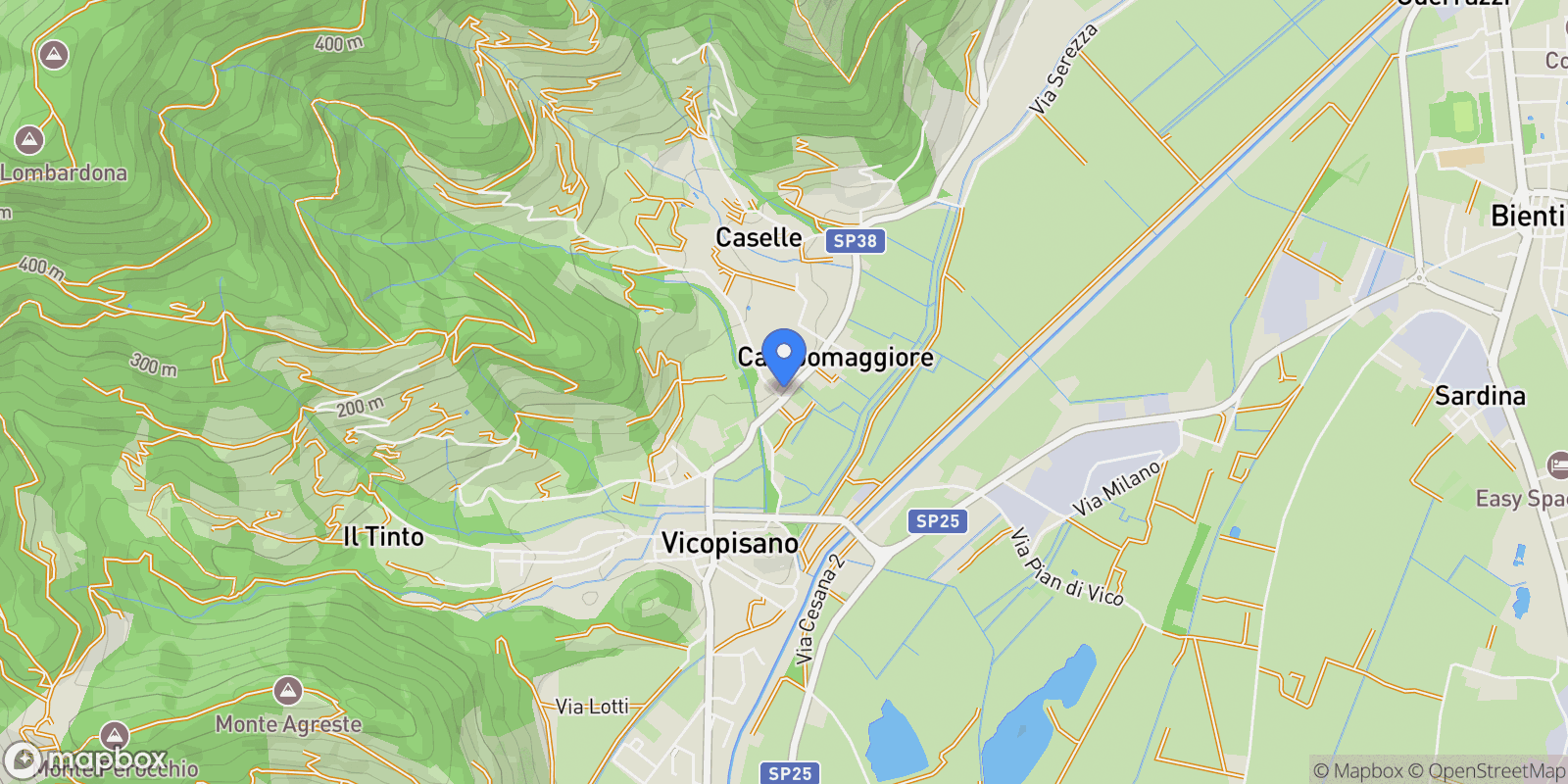 Map showing di Buti, La Carbonaia, Tuscany, Italy.