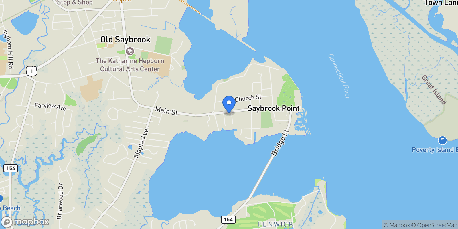 Map showing 26 College Street, Old Saybrook, CT 06475, Old Saybrook, Connecticut, United States.