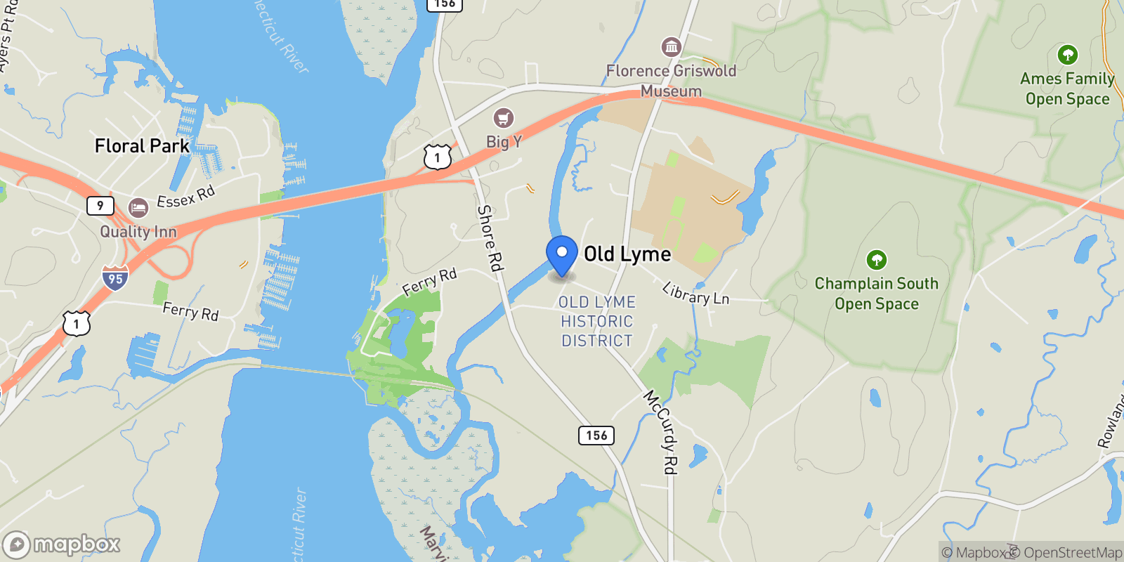 Map showing 8 Lieutenant River Lane, Old Lyme, CT 06371, Lyme, Connecticut, United States.