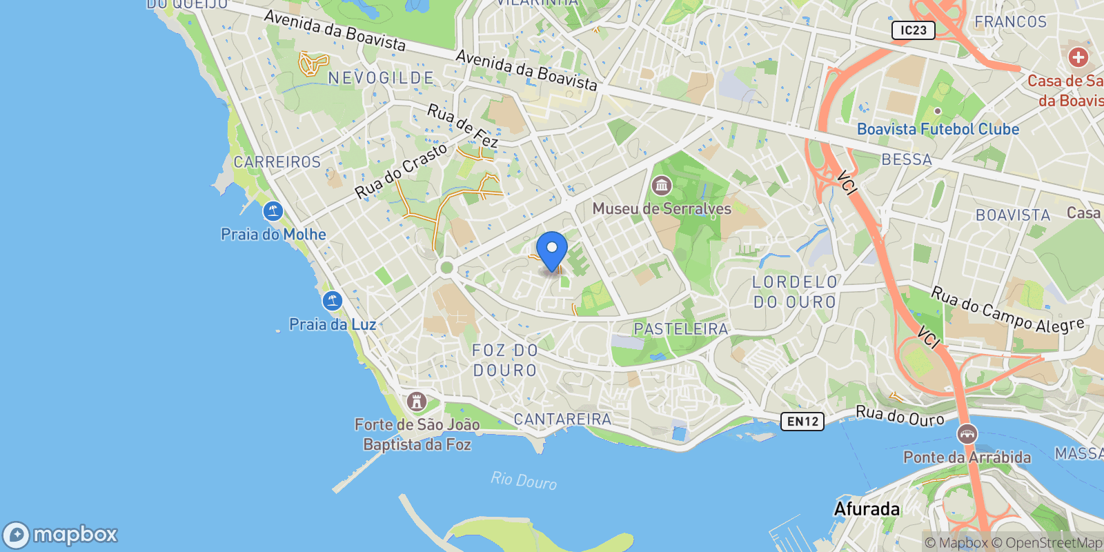 Map showing Aldoar, Foz do Douro e Nevogilde, Porto, Aldoar, Foz do Douro e Nevogilde, Porto District, Portugal.