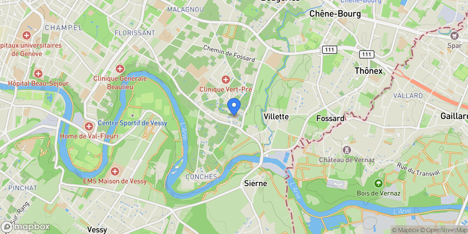 Map showing Chêne-Bougeries, Genève, Switzerland.