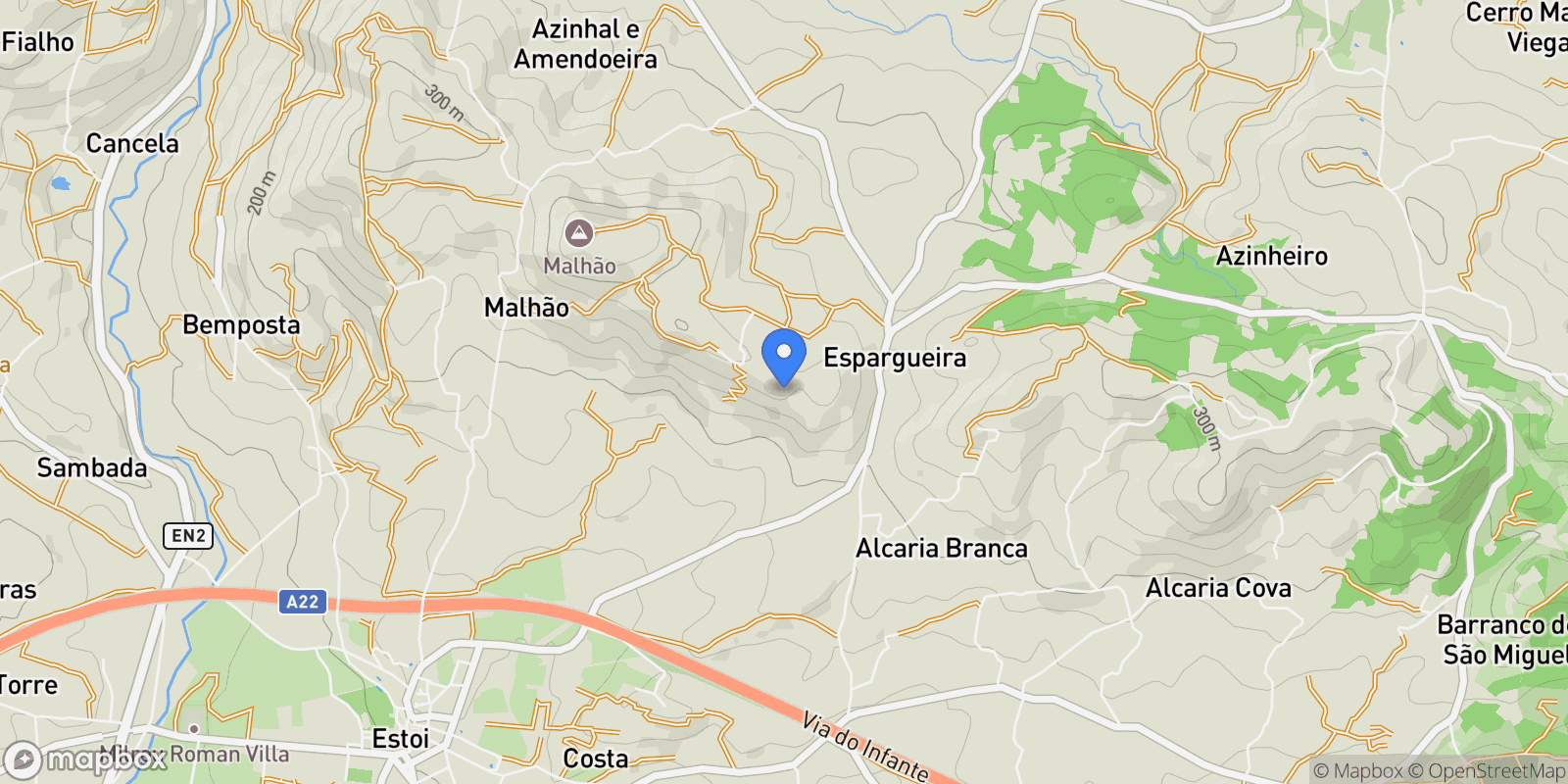 Map showing Estoi, Algarve, Portugal.