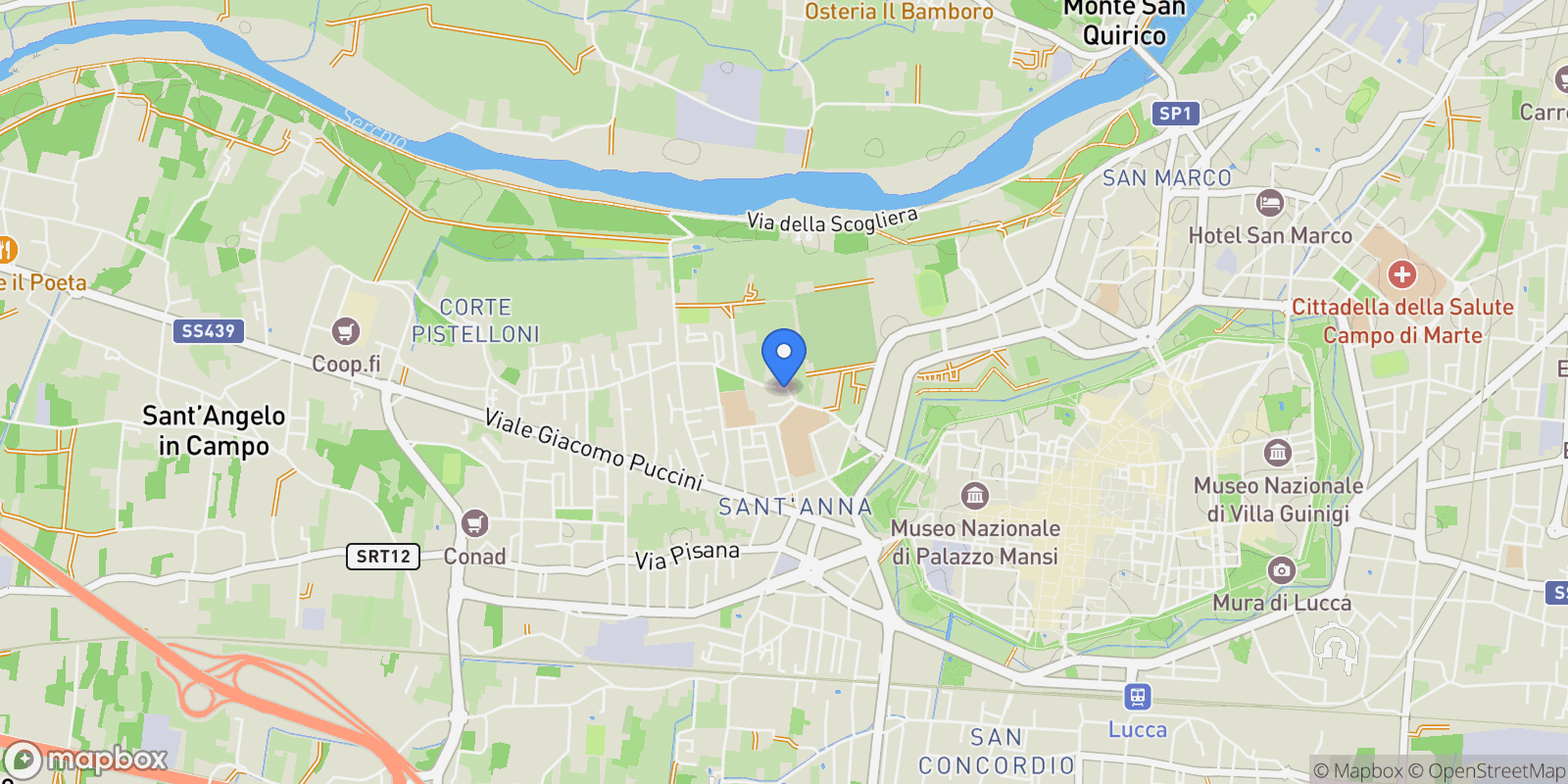 Map showing Lucca, Tuscany, Italy.