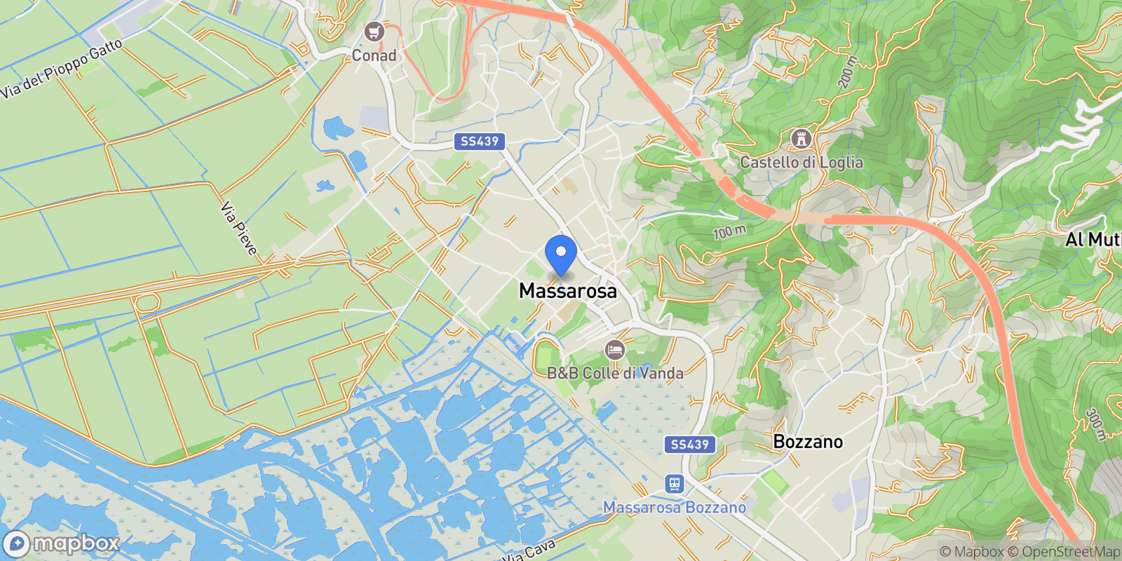 Map showing Massarosa, Tuscany, Italy.
