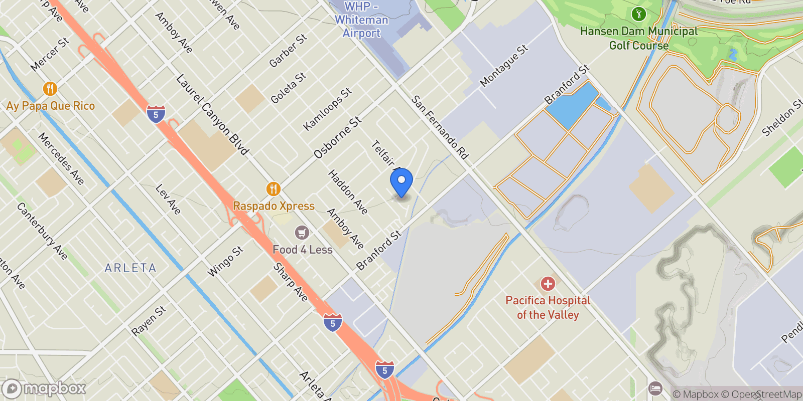 Map showing 9688 Kewen Avenue, Pacoima, CA 91331, Los Angeles, California, United States.