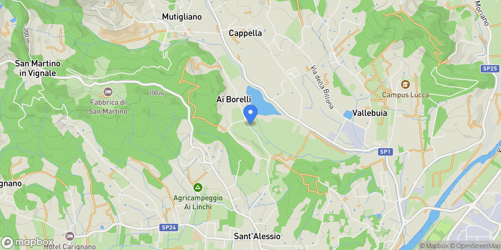 Map showing Lucca, Tuscany, Italy.