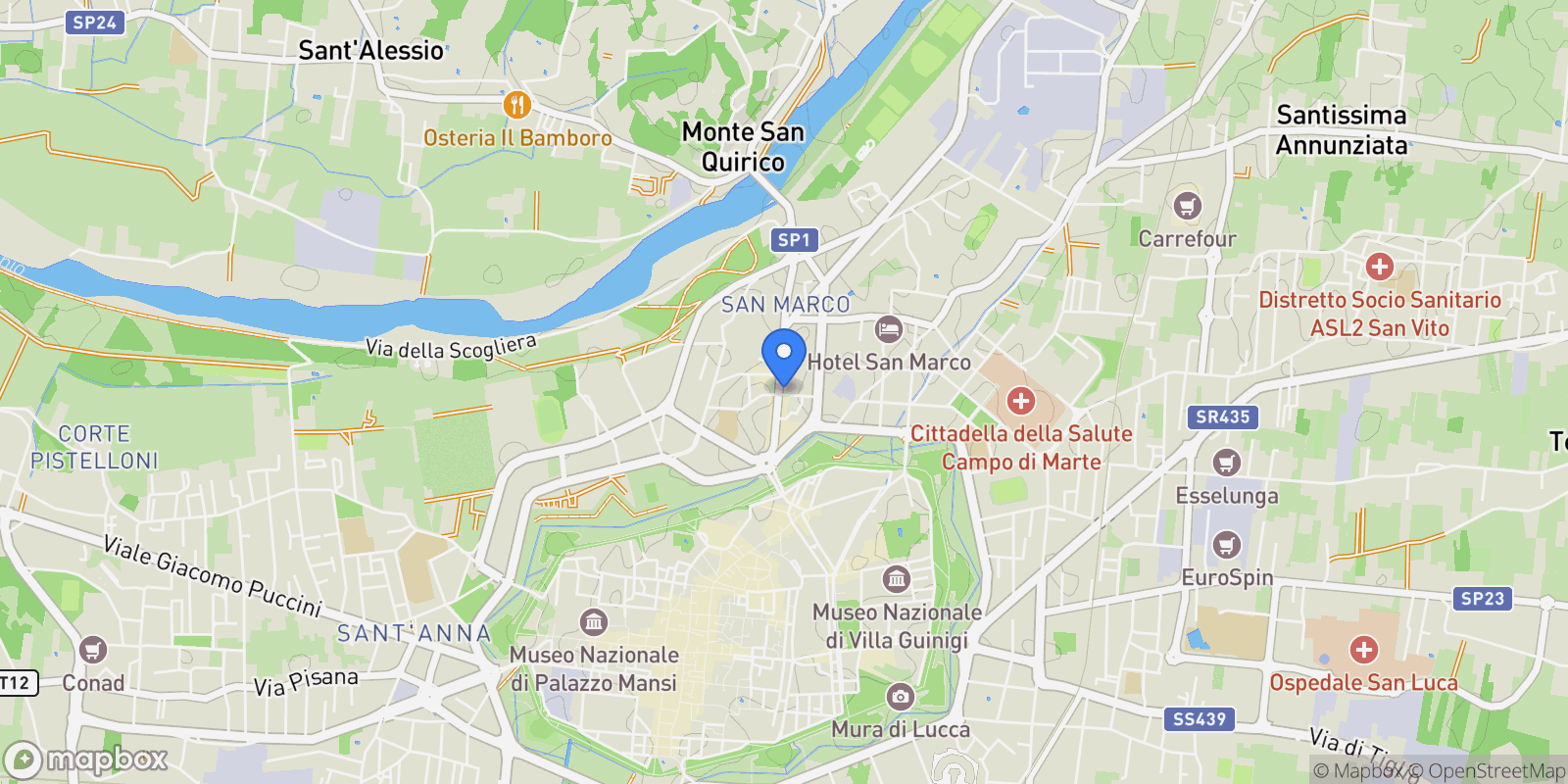 Map showing Lucca, Tuscany, Italy.