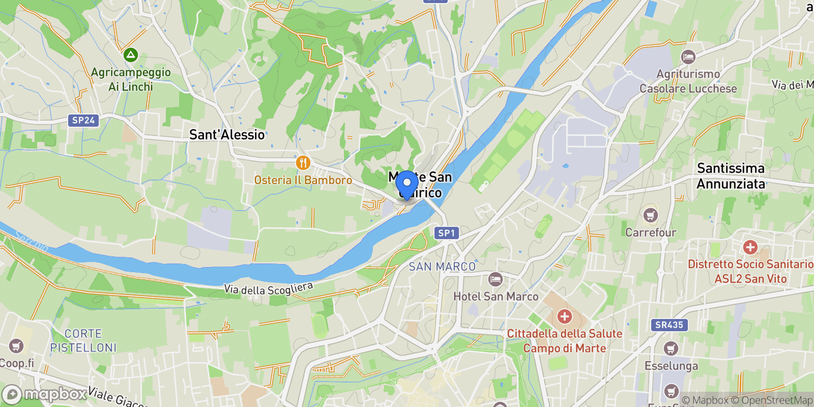 Map showing Lucca, Tuscany, Italy.