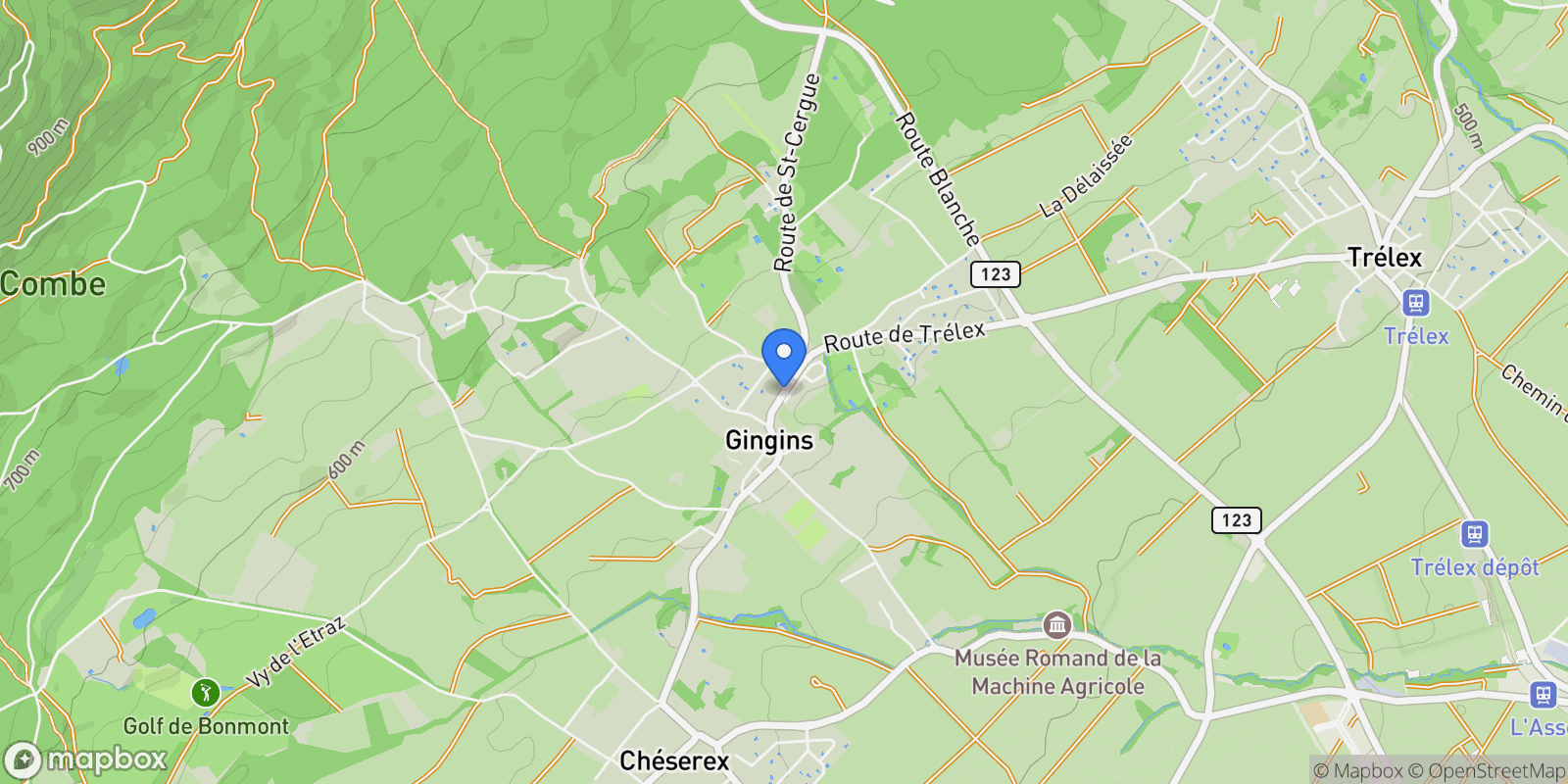 Map showing Gingins, Vaud, Switzerland.