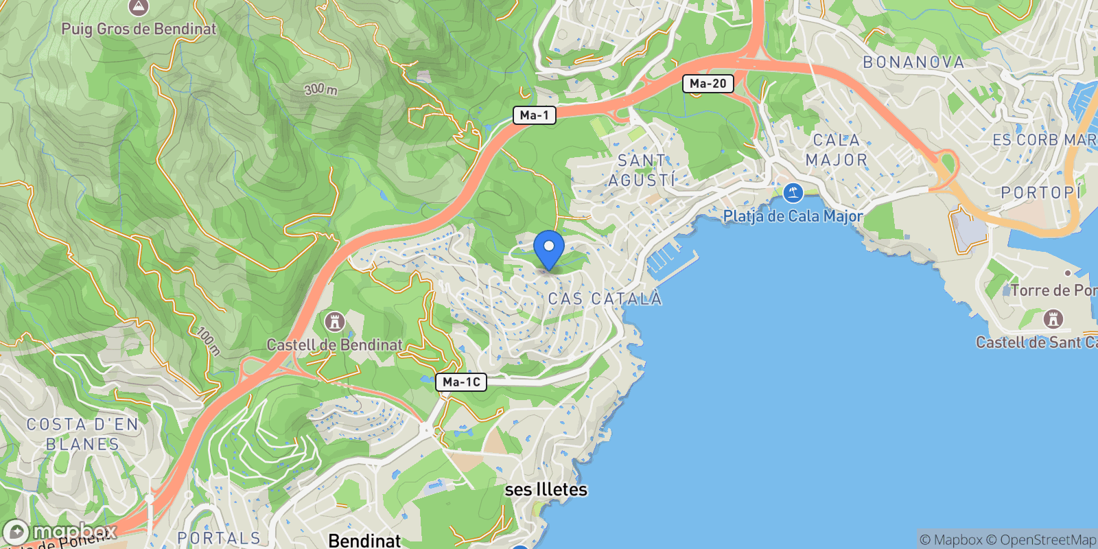 Map showing carrer des barranc, Cas Catala, Mallorca, Cas Catala, Cas Catala, Calvia, Balearic Islands.