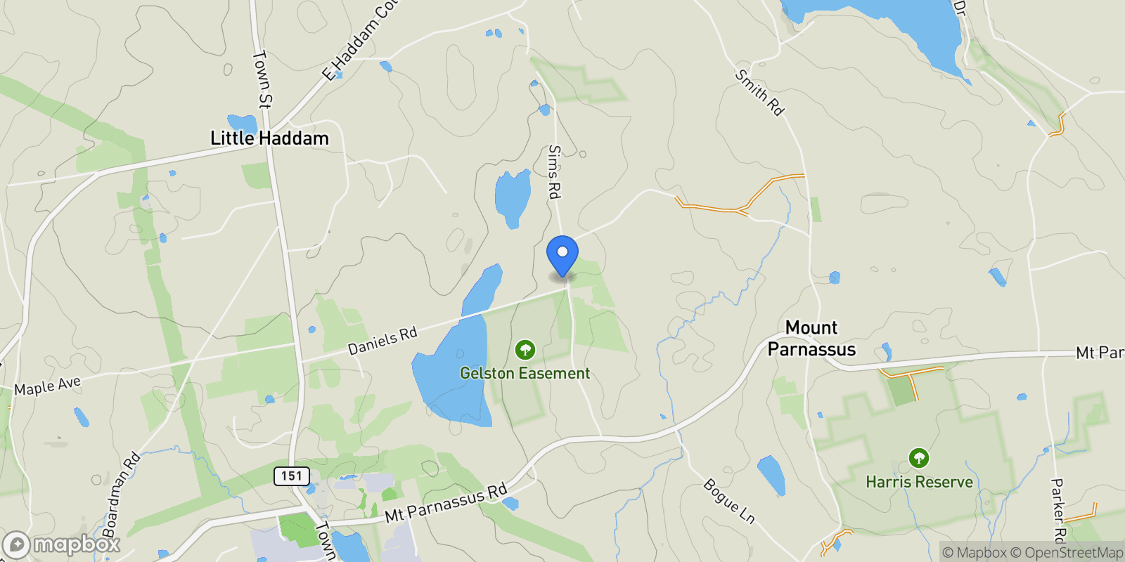 Map showing 55 Bogel Road, East Haddam, CT 06423, East Haddam, Connecticut, United States.