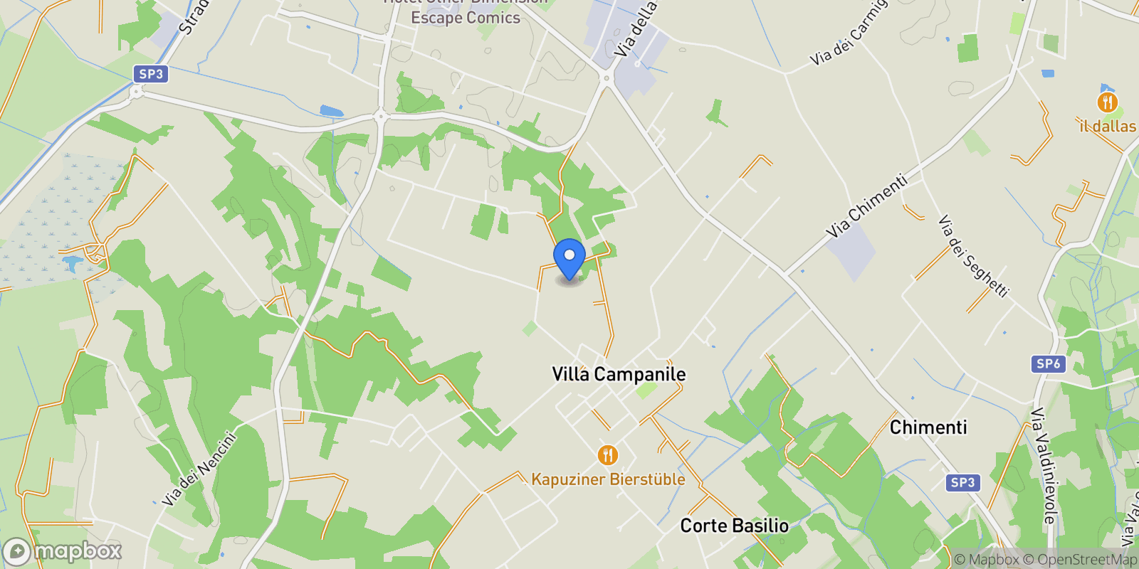 Map showing Villa Campanile, Tuscany, Italy.