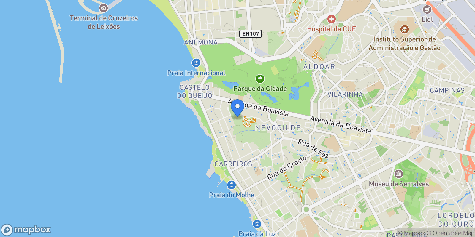 Map showing Aldoar, Foz do Douro e Nevogilde, Porto, Aldoar, Foz do Douro e Nevogilde, Porto District, Portugal.