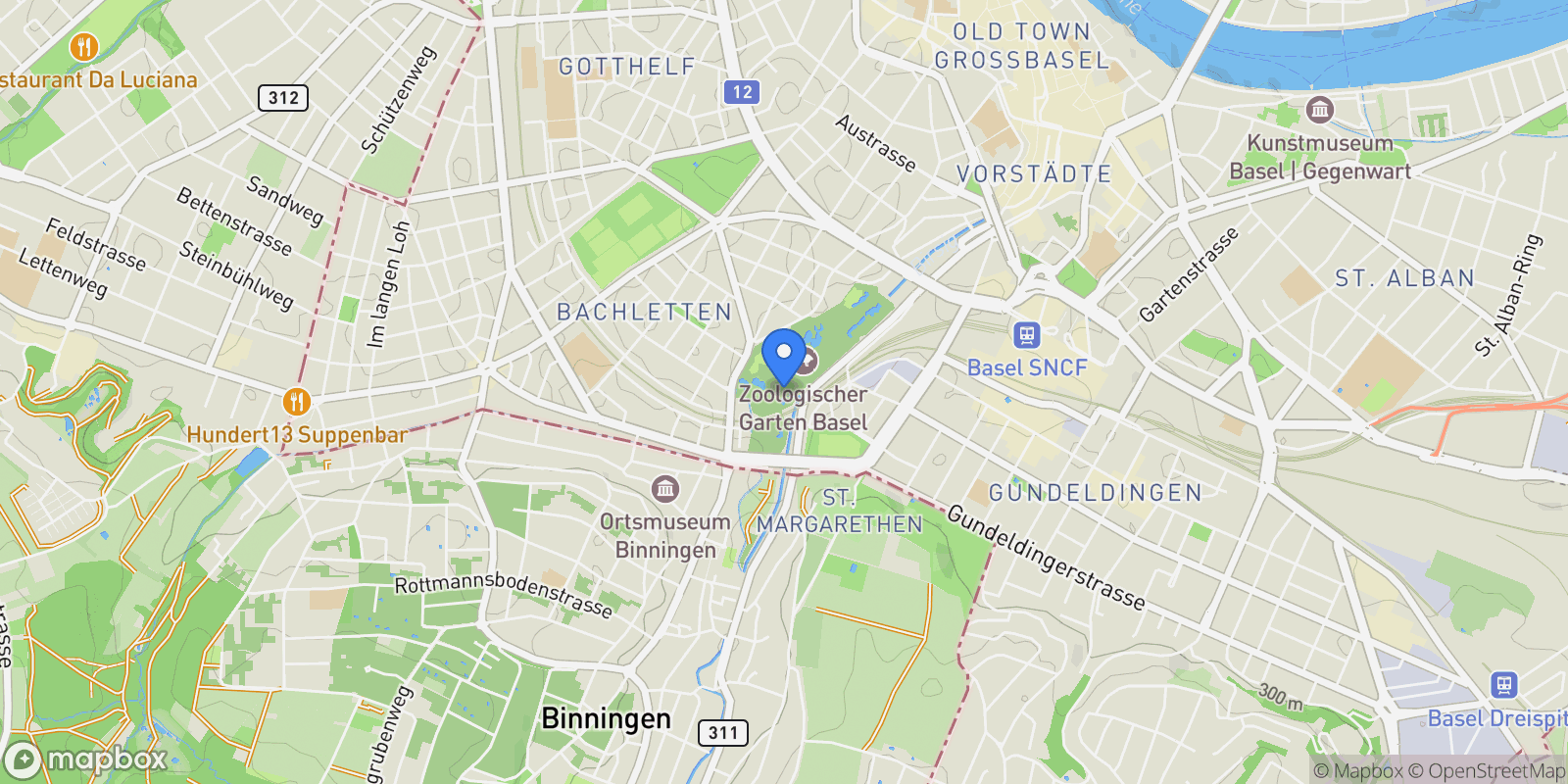 Map showing Basel, Basel City, Switzerland.