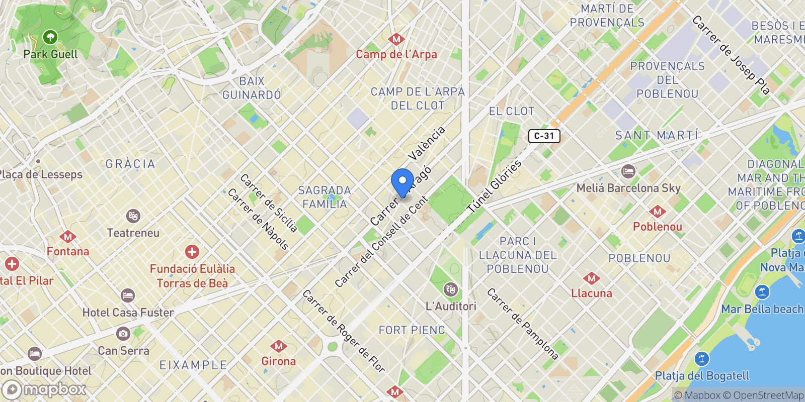 Map showing Enamorats, Barcelona, Barcelona, Barcelona, Eixample, Barcelona, Spain.