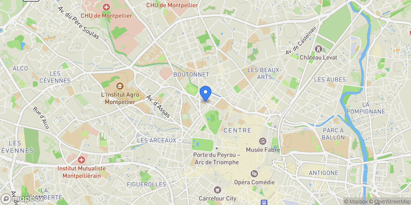 Map showing Rue auguste broussonnet, MONTPELLIER, MONTPELLIER, Montpellier, Occitanie, France.