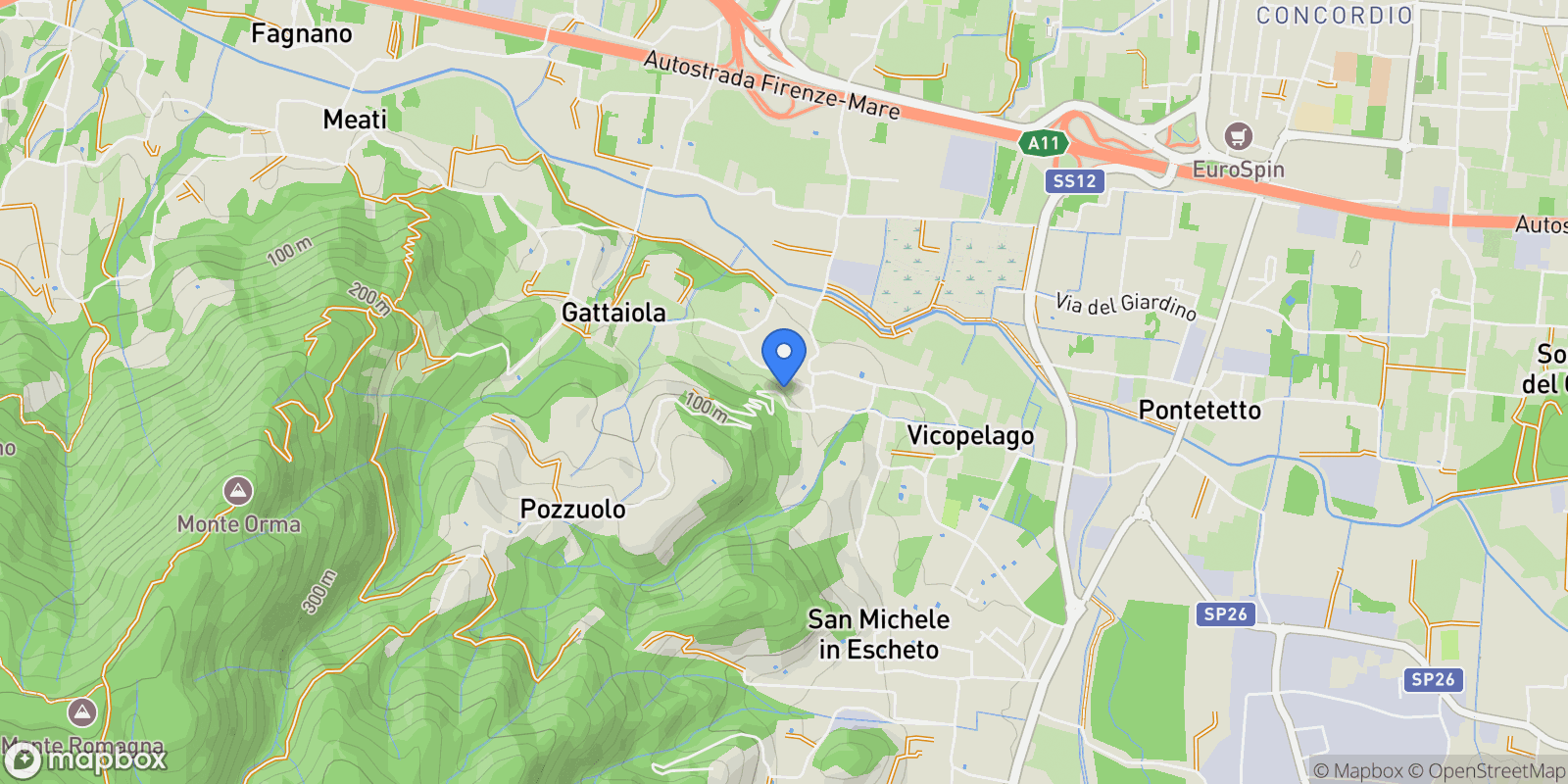 Map showing Lucca, Tuscany, Italy.