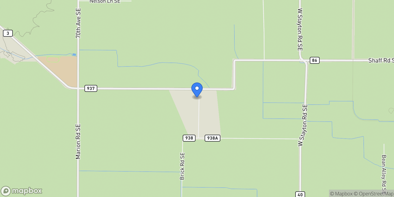 Map showing 10343 Brick Road SE, Turner, Oregon, United States.