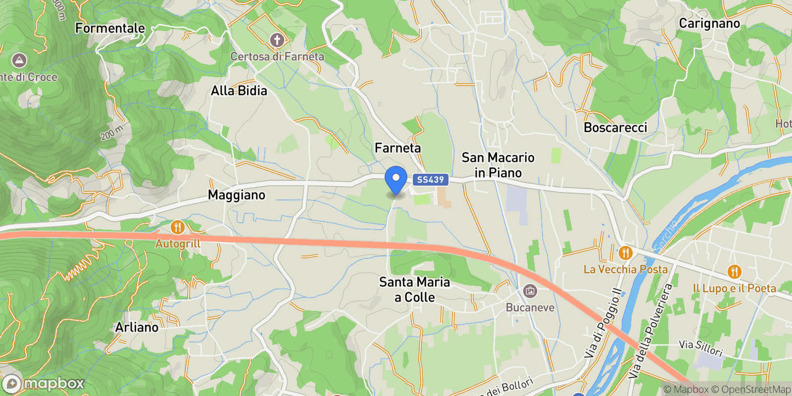 Map showing Lucca, Tuscany, Italy.