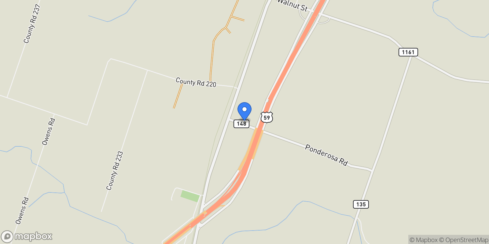 Map showing 0000 Business 59, Hungerford, TX 77448, Hungerford, Texas, United States.
